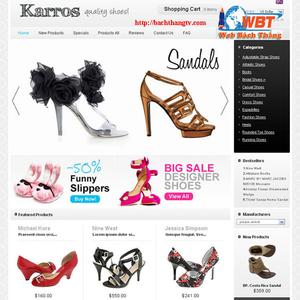 Thiết kế website bán giày dép giá rẻ BTTV